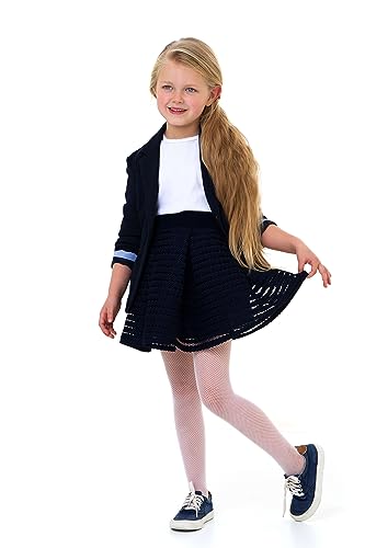 LORES Mädchen-Fischnetz-Strumpfhose für Kinder modisch einfarbig lässig bequem Ballett Cosplay Halloween Kostüm Tanz Kinder Spitze Schule Strumpfhosen, Bianco 11/12 Jahre (146-152 cm) von LORES