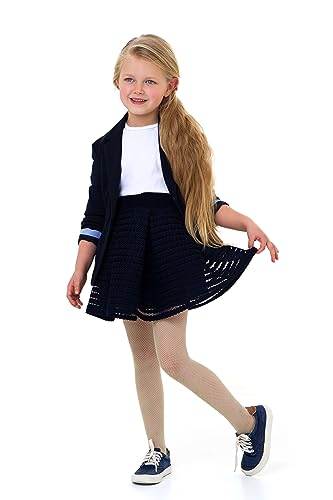 LORES Mädchen-Fischnetz-Strumpfhose für Kinder modisch einfarbig lässig bequem Ballett Cosplay Halloween Kostüm Tanz Kinder Spitze Schule Strumpfhosen, Natural 11/12 Jahre (146-152 cm) von LORES