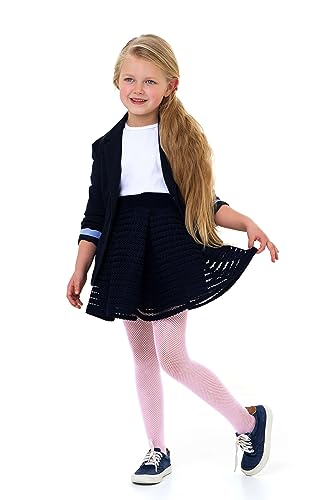 LORES Mädchen-Fischnetz-Strumpfhose für Kinder modisch einfarbig lässig bequem Ballett Cosplay Halloween Kostüm Tanz Kinder Spitze Schule Strumpfhosen, Rosa 11/12 Jahre (146-152 cm) von LORES