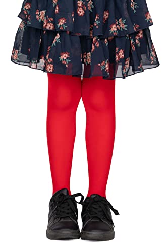 LORES Ballett Strumpfhose Mädchen, Ballettstrumpfhose Mädchen, Strumpfhose Kinder, Halb Blickdicht, Dehnbar, Bequem, Ideal für Schulkleidung, Perfekt für Ihre Tochter, Rosso Größe 146/152 von LORES