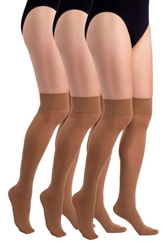 LORES Multipack Damen Mikrofaser blickdichte Kniestrümpfe über Knie Oberschenkel hoch lange warme Socken für Mädchen Cosplay Strümpfe 60 DEN 3 Paar, Visone, Einheitsgröße von LORES