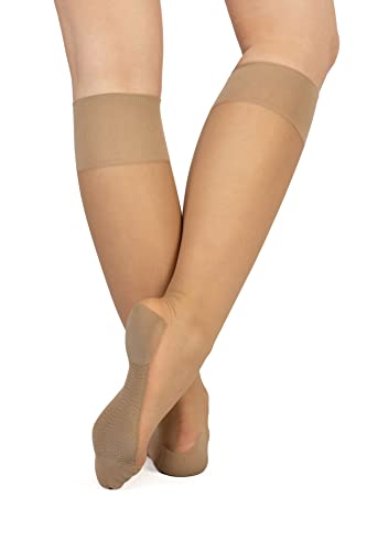 LORES Pop Socks Damen Kniestrümpfe atmungsaktiv mit Massagesohle druckfrei 20 DEN ein Paar, Glace, One size von LORES