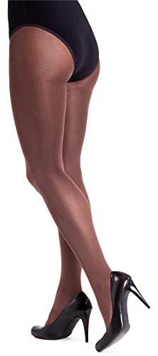 LORES Satin Damen Strumpfhose 100 DEN Dicker Glänzender Look Schlichter Glanz Blickdichte Vollstrümpfe Druckfreie Lucido, Caffe XL von LORES