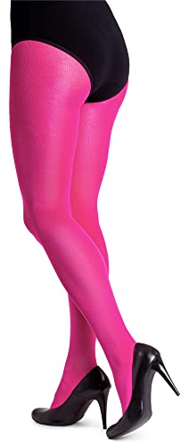 LORES Satin Damen Strumpfhose 100 DEN Dicker Glänzender Look Schlichter Glanz Blickdichte Vollstrümpfe Druckfreie Lucido, Fuxia L von LORES