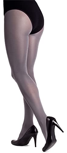 LORES Satin Damen Strumpfhose 100 DEN Dicker Glänzender Look Schlichter Glanz Blickdichte Vollstrümpfe Druckfreie Lucido, Grigio Medio L von LORES