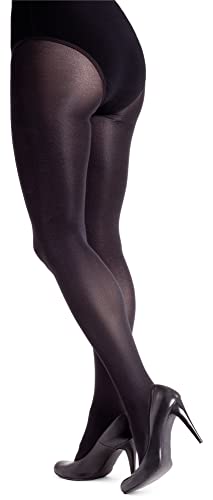 LORES Satin Damen Strumpfhose 100 DEN Dicker Glänzender Look Schlichter Glanz Blickdichte Vollstrümpfe Druckfreie Lucido, Nero XL von LORES