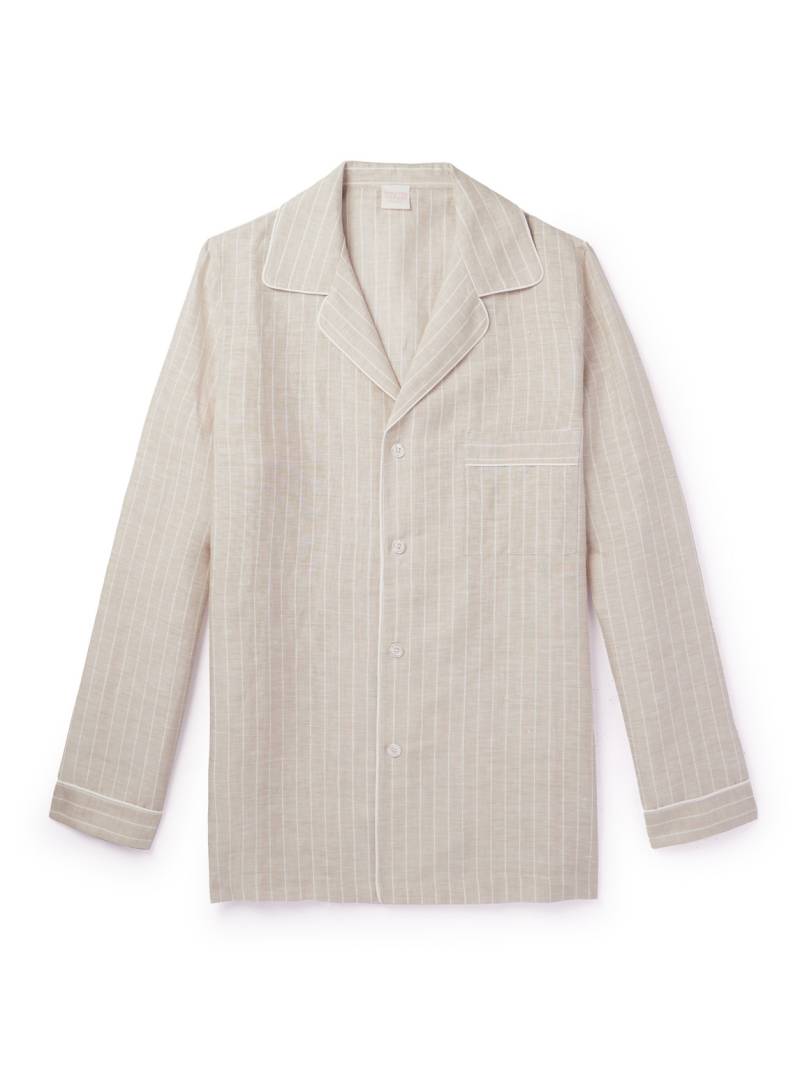 LORETTA CAPONI - Camp-Collar Striped Linen and Cotton-Blend Shirt - Men - Neutrals - IT 52 LORETTA CAPONI - Camp-Collar Striped Linen and Cotton-Blend Shirt - Men - Neutrals - IT 52 von LORETTA CAPONI