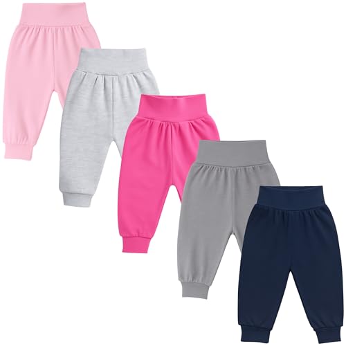 LOREZA® 5er Set Unisex Bequeme Babyhosen 100% Baumwolle Hose Pumphose 74 Variante 1 von LOREZA