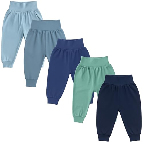 LOREZA® 5er Set Unisex Bequeme Babyhosen 100% Baumwolle Hose Pumphose 80 Variante 2 von LOREZA