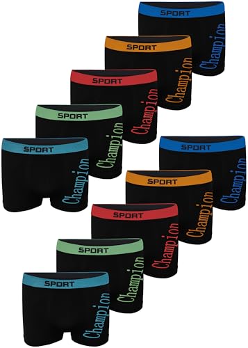 LOREZA ® 10 Jungen Boxershorts Unterwäsche Mikrofaser Unterhosen Nahtlos (158-170 (14-16 Jahre), Modell 4) von LOREZA