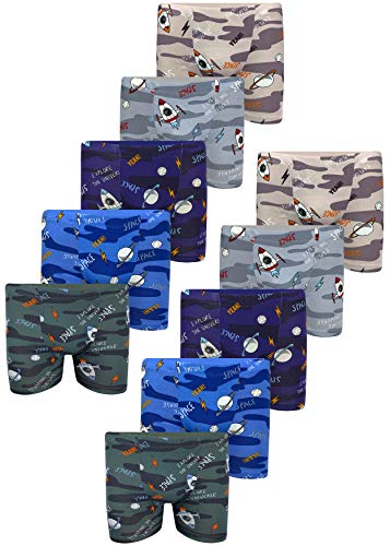 LOREZA ® 10 Jungen Boxershorts aus Baumwolle (104-110 (4-5 Jahre), Camouflage Space-10er Set) von LOREZA