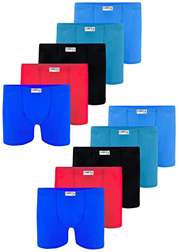 LOREZA ® 10 Jungen Boxershorts aus Baumwolle (128-134 (8-9 Jahre), 10er Set - Modell 1) von LOREZA