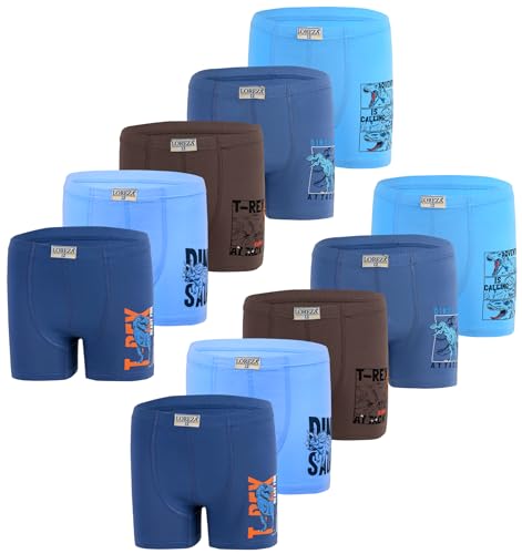LOREZA ® 10 Pack Jungen Boxershorts aus Baumwolle Unterhosen (128-134 (8-9Jahre), Modell 9) von LOREZA