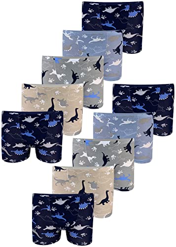 LOREZA ® 10er Pack Jungen Boxershorts Dinosaurier Motiv aus Baumwolle (140-146 (10-11 Jahre), 10er Pack) von LOREZA