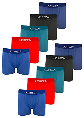 LOREZA ® 10er Set Jungen Boxershorts Baumwolle (116-122 (6-7 Jahre), M-2815-10er Set) von LOREZA