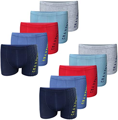 LOREZA ® 10er Set Jungen Boxershorts Baumwolle (128-134 (8-9 Jahre), Modell 2-10er Set) von LOREZA