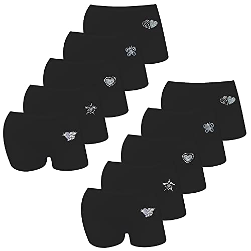 LOREZA ® 10er Set Mädchen Baumwolle Strass & Glitzer Pantys (92-98 (2-3 Jahre), 1082-Black- 10er Set) von LOREZA