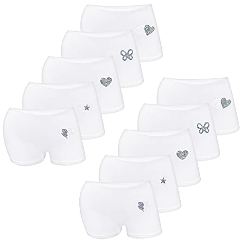 LOREZA ® 10er Set Mädchen Baumwolle Strass & Glitzer Pantys (92-98 (2-3 Jahre), 1082-White- 10er Set) von LOREZA
