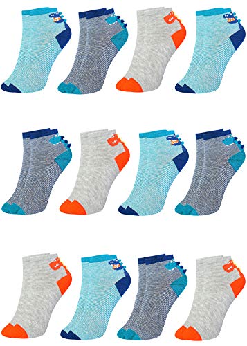 LOREZA ® 12 Paar Kinder Jungen Mädchen UNI Baumwolle Sneakersocken (21-24, E-02) von LOREZA