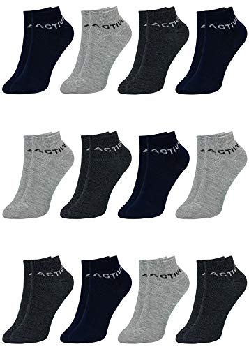 LOREZA ® 12 Paar Kinder Jungen Mädchen UNI Baumwolle Sneakersocken (25-28, Modell 4) von LOREZA