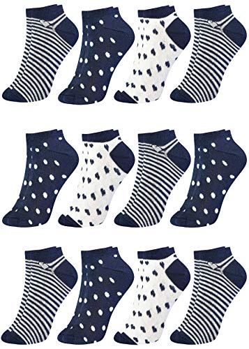 LOREZA ® 12 Paar Kinder Mädchen Baumwolle Sneakersocken (21-24, K-05) von LOREZA