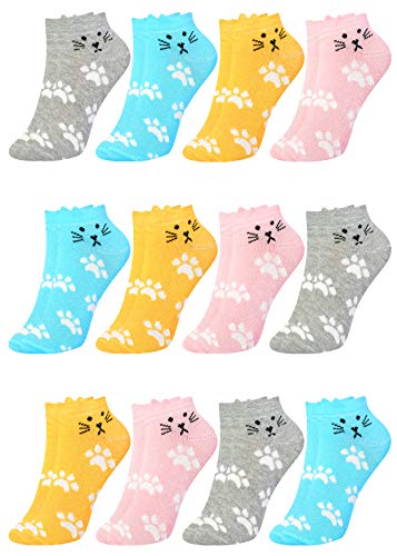 LOREZA ® 12 Paar Kinder Mädchen Baumwolle Sneakersocken (29-32, K-04) von LOREZA