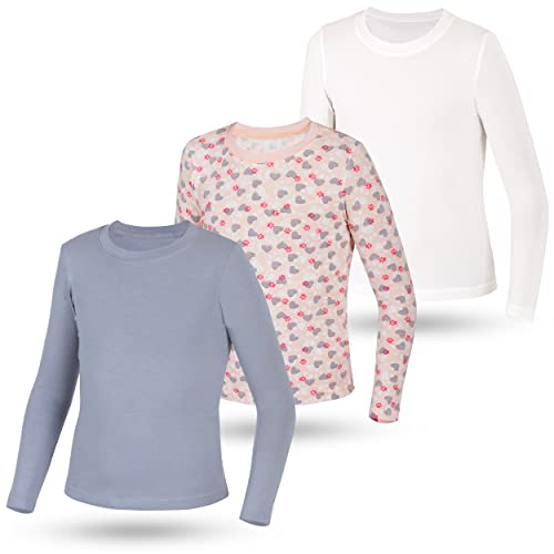 LOREZA ® 3er Pack Kinder Mädchen Langarm Langarmshirt Unterhemden (164-170 (14-15Jahre), Modell 3) von LOREZA