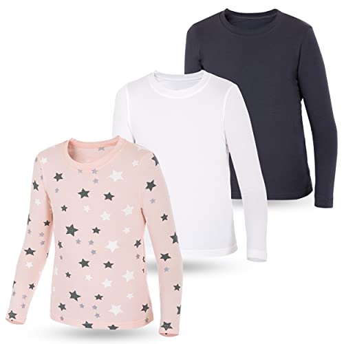 LOREZA ® 3er Pack Kinder Mädchen Langarm Langarmshirt Unterhemden (164-170 (14-15Jahre), Modell 4) von LOREZA