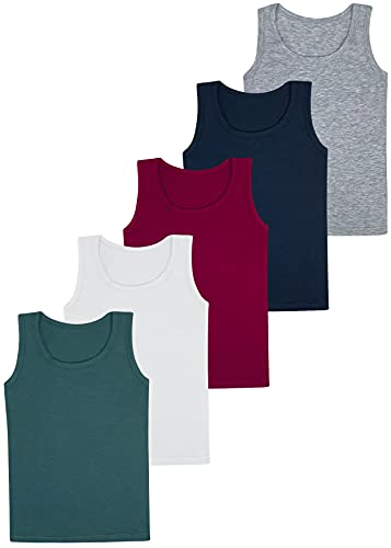 LOREZA ® 5 Jungen Unterhemden Baumwolle Tank Top - Basics (116-122 (6-7 Jahre), Modell 3-5er Pack) von LOREZA