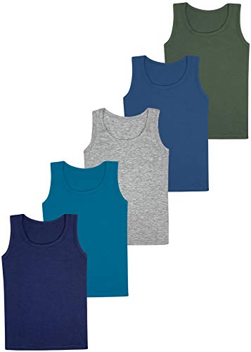 LOREZA ® 5 Jungen Unterhemden Baumwolle Tank Top - Basics (164-170 (14-15 Jahre), Modell 1-5er Pack) von LOREZA