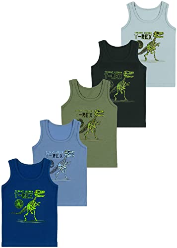 LOREZA ® 5 Jungen Unterhemden aus Baumwolle Tank Top (104-110 (4-5Jahre), Modell 7) von LOREZA