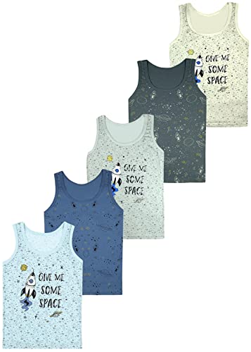 LOREZA ® 5 Jungen Unterhemden aus Baumwolle Tank Top (116-122 (6-7Jahre), Modell 1) von LOREZA