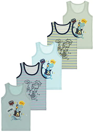 LOREZA ® 5 Jungen Unterhemden aus Baumwolle Tank Top (116-122 (6-7Jahre), Modell 3) von LOREZA