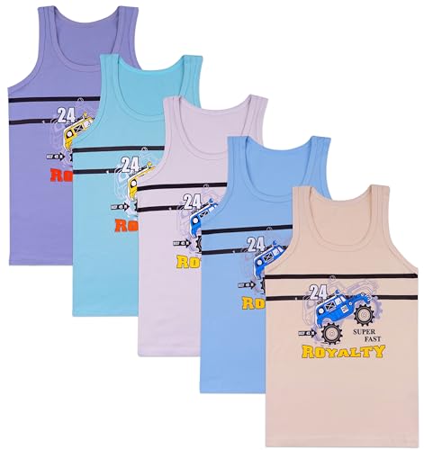 LOREZA ® 5 Jungen Unterhemden aus Baumwolle Tank Top (140-146 (10-11Jahre), Modell 4) von LOREZA