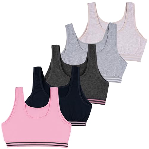 LOREZA ® 5 Mädchen Bustier Baumwolle BH Sport Bra (152-158, M4 - Breite Träger) von LOREZA