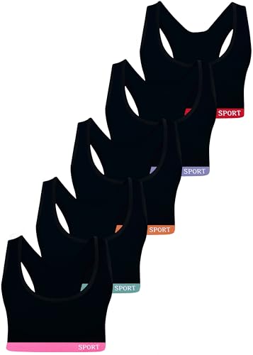 LOREZA ® 5 Mädchen Bustier Baumwolle BH Sport Bra (164-170, M5 - Breite Träger) von LOREZA