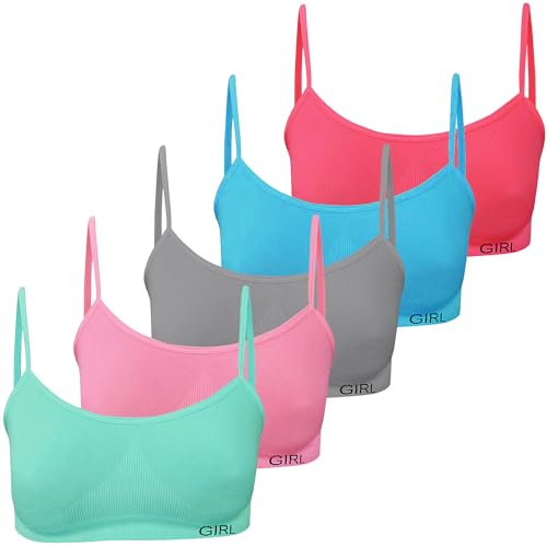 LOREZA ® 5 Mädchen Bustier Mikrofaser BH Sport Bra Unterwäsche - Spaghetti Träger (158-170, Modell 2) von LOREZA