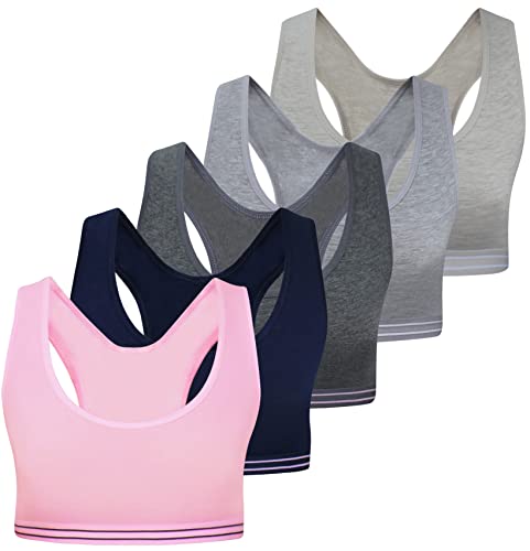 LOREZA ® 5 Mädchen Bustier aus Baumwolle X-Rücken Sport BH (152-158, Modell 1-5 STÜCK) von LOREZA