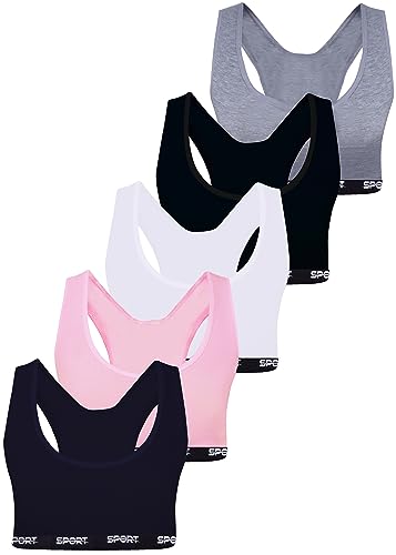 LOREZA ® 5 Mädchen Bustier aus Baumwolle X-Rücken Sport BH (164-170, Modell 2-5 STÜCK) von LOREZA