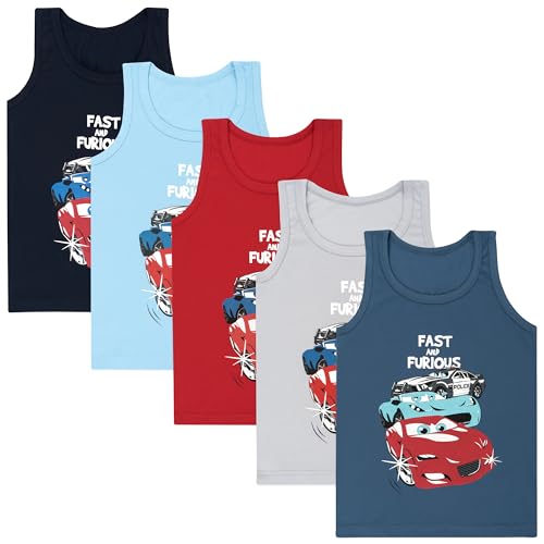 LOREZA ® 5 Pack Jungen Unterhemden aus Baumwolle Tank Top (104-110 (4-5Jahre), Modell 1) von LOREZA