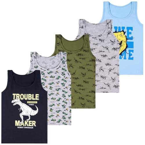 LOREZA ® 5 Pack Jungen Unterhemden aus Baumwolle Tank Top (104-110 (4-5Jahre), Modell 8) von LOREZA