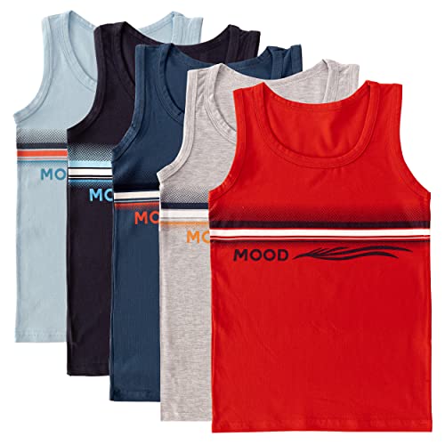 LOREZA ® 5 Pack Jungen Unterhemden aus Baumwolle Tank Top (116-122 (6-7Jahre), Modell 2) von LOREZA