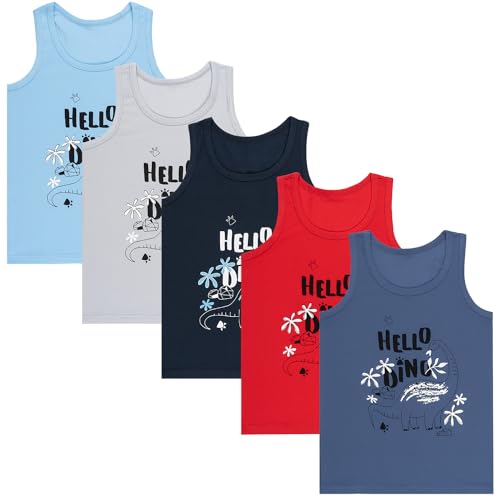 LOREZA ® 5 Pack Jungen Unterhemden aus Baumwolle Tank Top (140-146 (10-11Jahre), Modell 4) von LOREZA