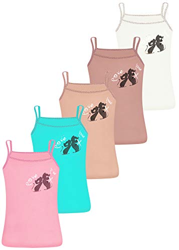 LOREZA ® 5 Stück Mädchen Baumwolle Unterhemden Spagettiträger (104-110 (4-5Jahre), Modell 2) von LOREZA