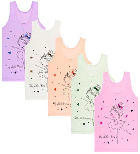 LOREZA ® 5 Stück Mädchen Baumwolle Unterhemden Tank Top - 104-110 (4-5 Jahre) - M-12 von LOREZA