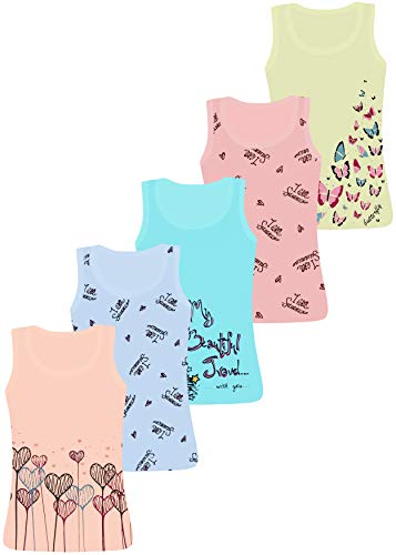 LOREZA ® 5 Stück Mädchen Baumwolle Unterhemden Tank Top - 104-110 (4-5 Jahre) - Modell 7 von LOREZA
