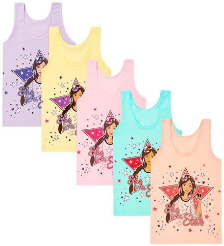 LOREZA ® 5 Stück Mädchen Baumwolle Unterhemden Tank Top - 116-122 (6-7 Jahre) - M-11 von LOREZA