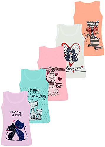 LOREZA ® 5 Stück Mädchen Baumwolle Unterhemden Tank Top - 164-170 (14-15 Jahre) - K-9147 von LOREZA