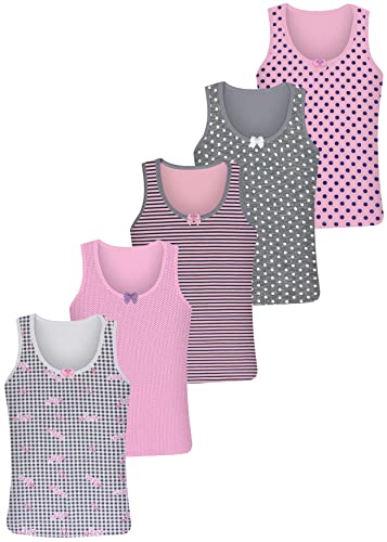 LOREZA ® 5 Stück Mädchen Baumwolle Unterhemden Tank Top Kinder - 140-146 (10-11 Jahre) -K-0011 von LOREZA