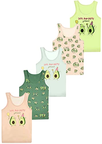 LOREZA ® 5 Stück Mädchen Baumwolle Unterhemden Tank Top Kinder - 140-146 (10-11 Jahre) -M-49711280B von LOREZA